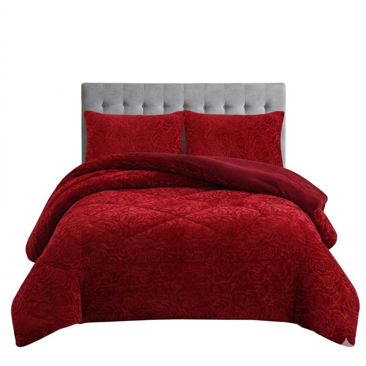 GENERICO - Cobertor 2 Plazas Plush Chiporro / Diseño Relieve de Rosas