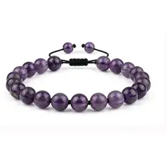 GENERICO - Pulsera de Amatista Natural Morado Ajustable para Mujer