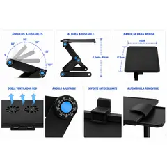 MOVI - MESA PORTATIL PARA NOTEBOOK AJUSTABLE Y CON VENTILADOR