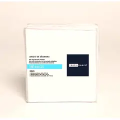 TEXTIL RANCO - Sábanas blancas king plazas 180 Hilos 50% algodón 50% Poliéster
