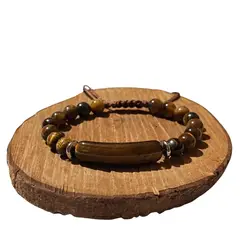GENERICO - Pulsera de Ojo de Tigre Natural Café Ajustable para Mujer