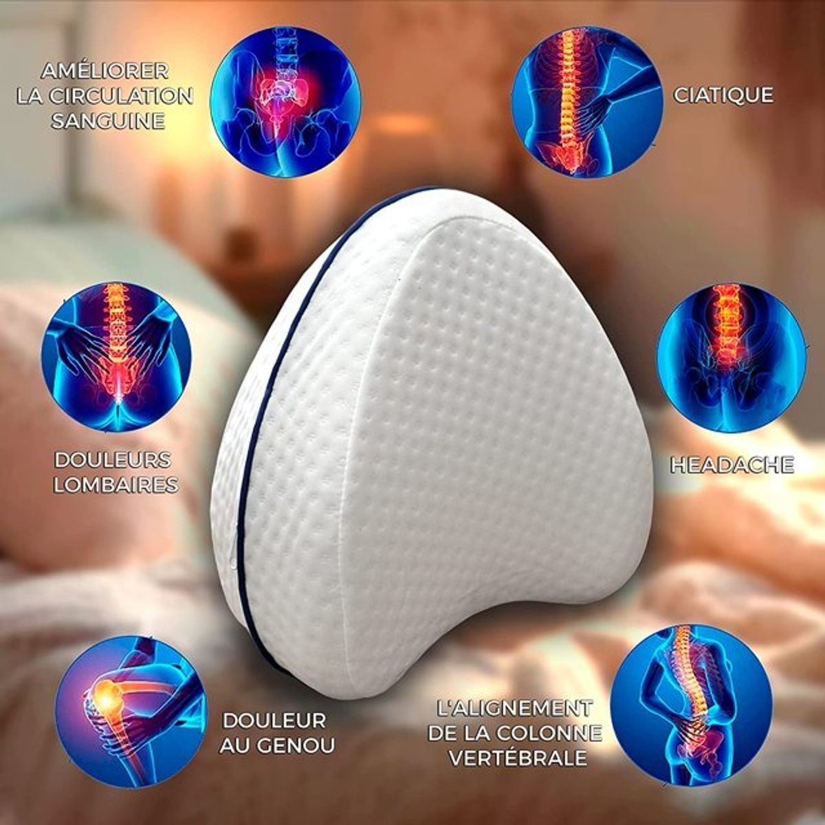 GENERICO - Almohada Ortopédica de Espuma para Piernas y Rodillas Color Blanco