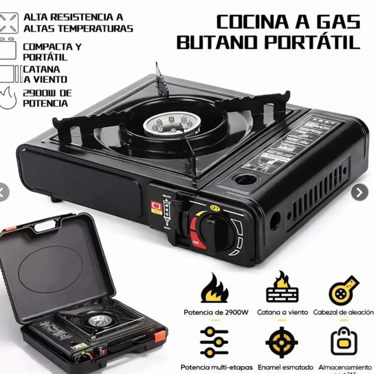 MOVI - Cocinilla de Camping Portátil con Maleta de Gas Butano  Práctica y Fácil de Usar