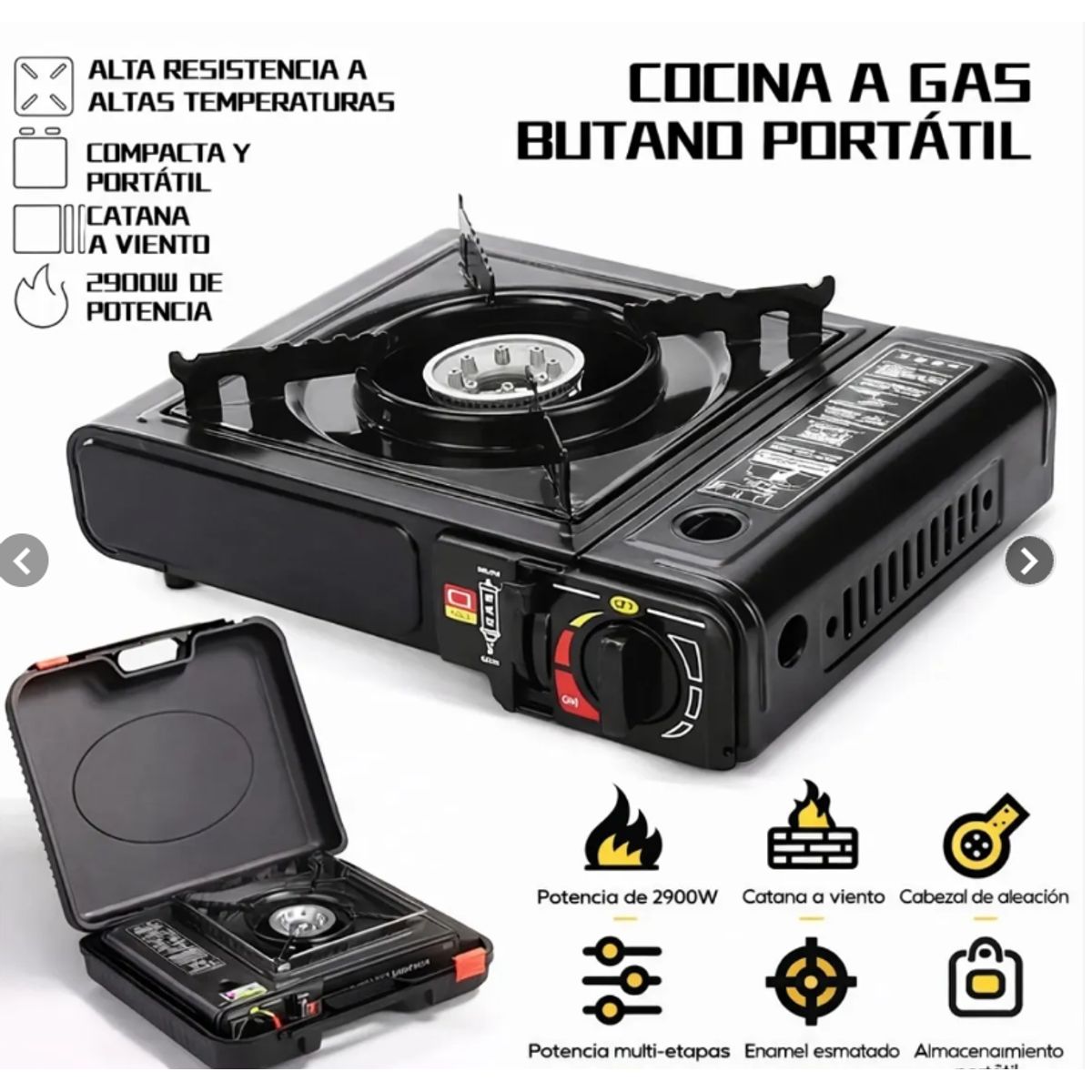 MOVI - Cocinilla de Camping Portátil con Maleta de Gas Butano  Práctica y Fácil de Usar