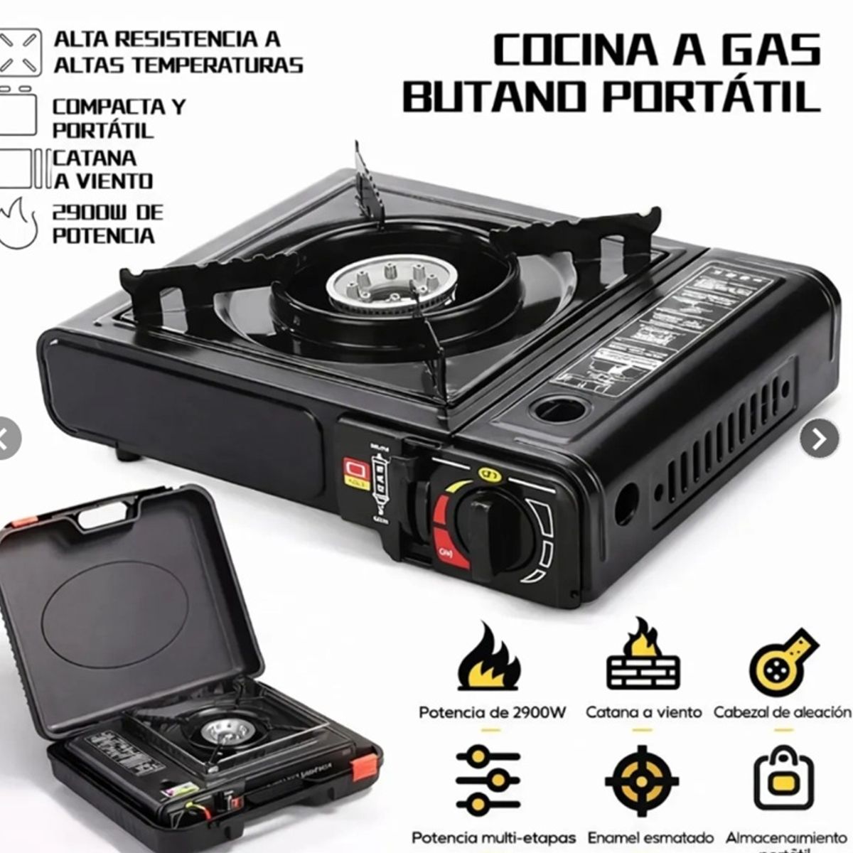 MOVI - Cocinilla de Camping Portátil con Maleta de Gas Butano  Práctica y Fácil de Usar
