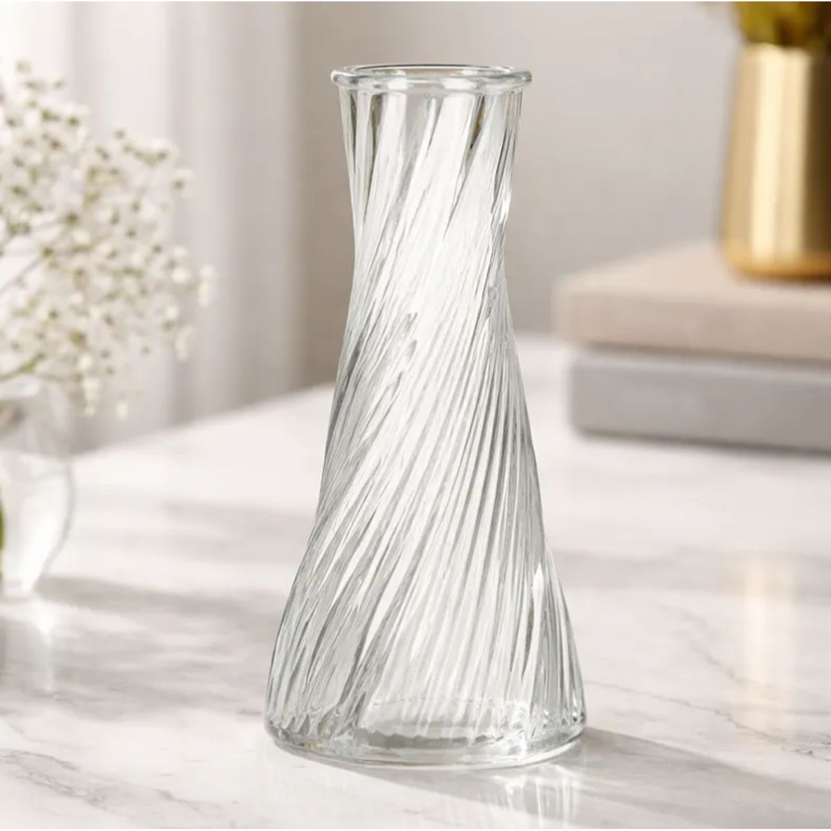 GENERICO - Florero De Vidrio Diseño Espiral Decorativo Moderno 19cm