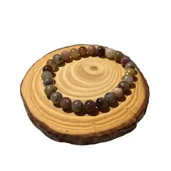GENERICO - Pulsera de Turmalina Sandía Natural Rosado Ajustable para Mujer