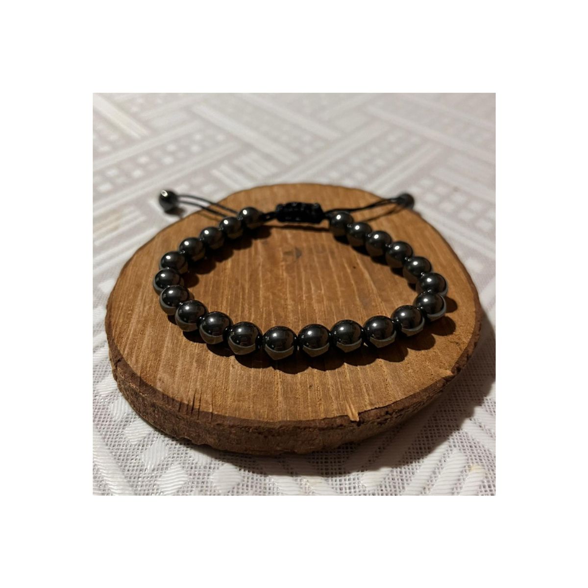 GENERICO - Pulsera de Hematita Natural Grafito Ajustable para Mujer