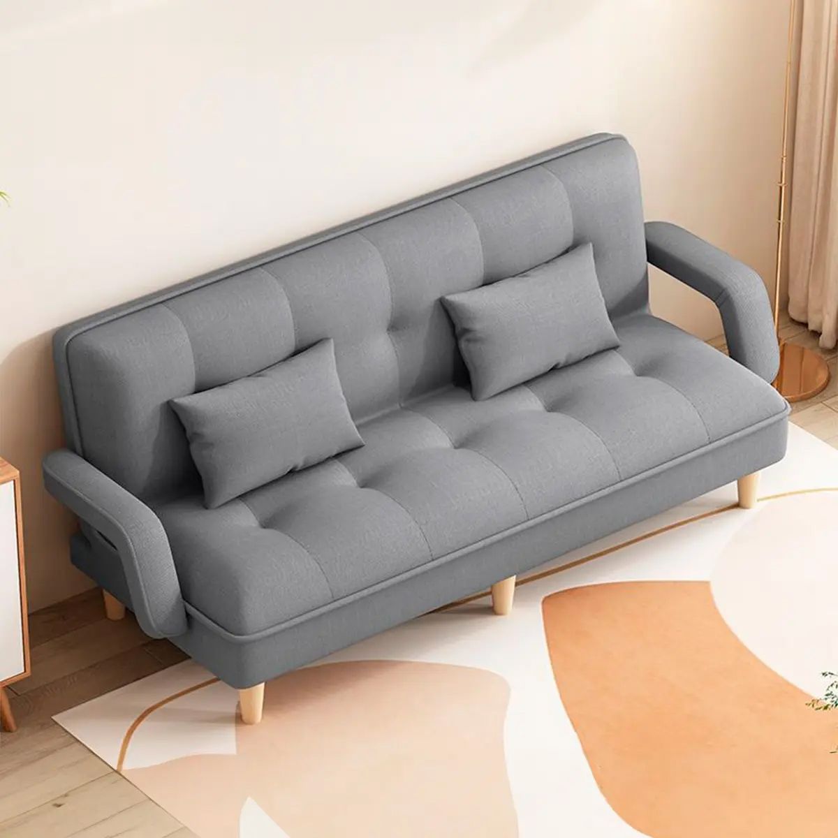 GENERICO - Sofá Reclinable 2 En 1  120×100 Gris Oficina Departamento