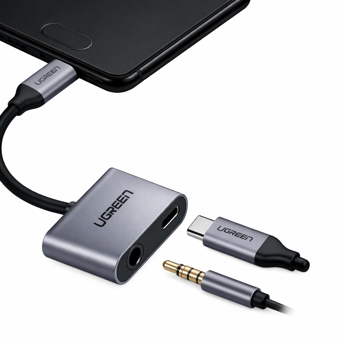 UGREEN - Cable Adaptador Ugreen USB‑C a Jack 3.5 mm + USB‑C