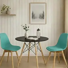 CORI CORI - Juego de Comedor Mesa 80cms Negra + 2 Sillas Tulip