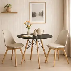 CORI CORI - Juego de Comedor Mesa 80cms Negra + 2 Sillas Tulip