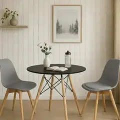 CORI CORI - Juego de Comedor Mesa 80cms Negra + 2 Sillas Tulip