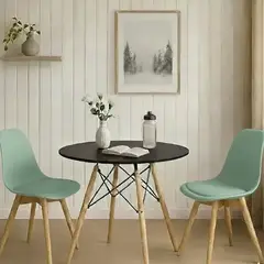 CORI CORI - Juego de Comedor Mesa 80cms Negra + 2 Sillas Tulip