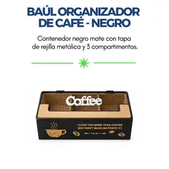 GENERICO - BAÚL ORGANIZADOR CAFÉ SAGRADO NEGRO MATE EXCLUSIVIDAD PARA TU RITUAL DIARIO