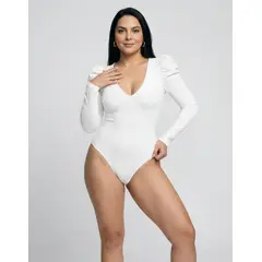 MABELLE - Body Mujer Cuello V Manga Fruncidas