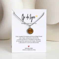 GENERICO - Cadena hombre con piedra natural Ojo de tigre