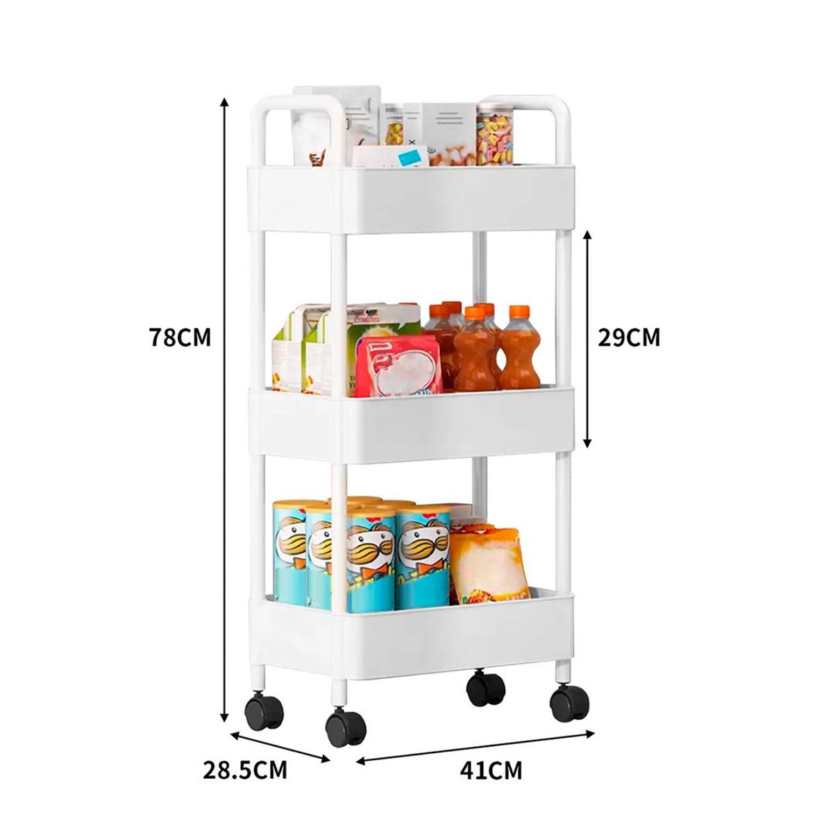 GENERICO - Carrito Carro Organizador Ruedas Multiuso Chef Choice 3 Niveles Color Blanco