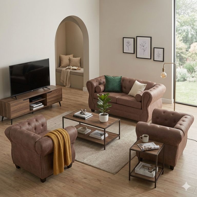 JUEGO DE LIVING 2-1-1 CHESTERFIELD Cafe