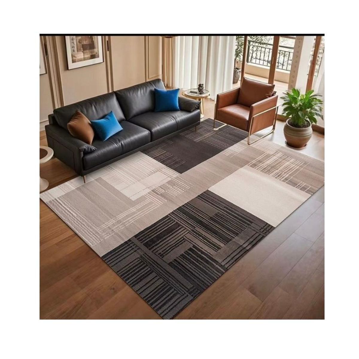 GENERICO - ALFOMBRA ELEGANTE GRIS ONDAS 160X200 PARA LIVING WYM