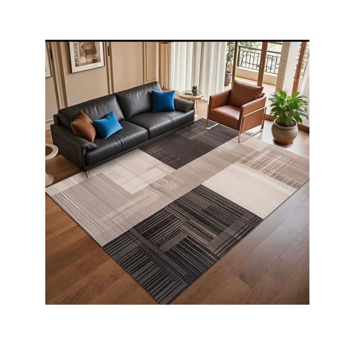GENERICO - ALFOMBRA ELEGANTE GRIS ONDAS 160X200 PARA LIVING WYM