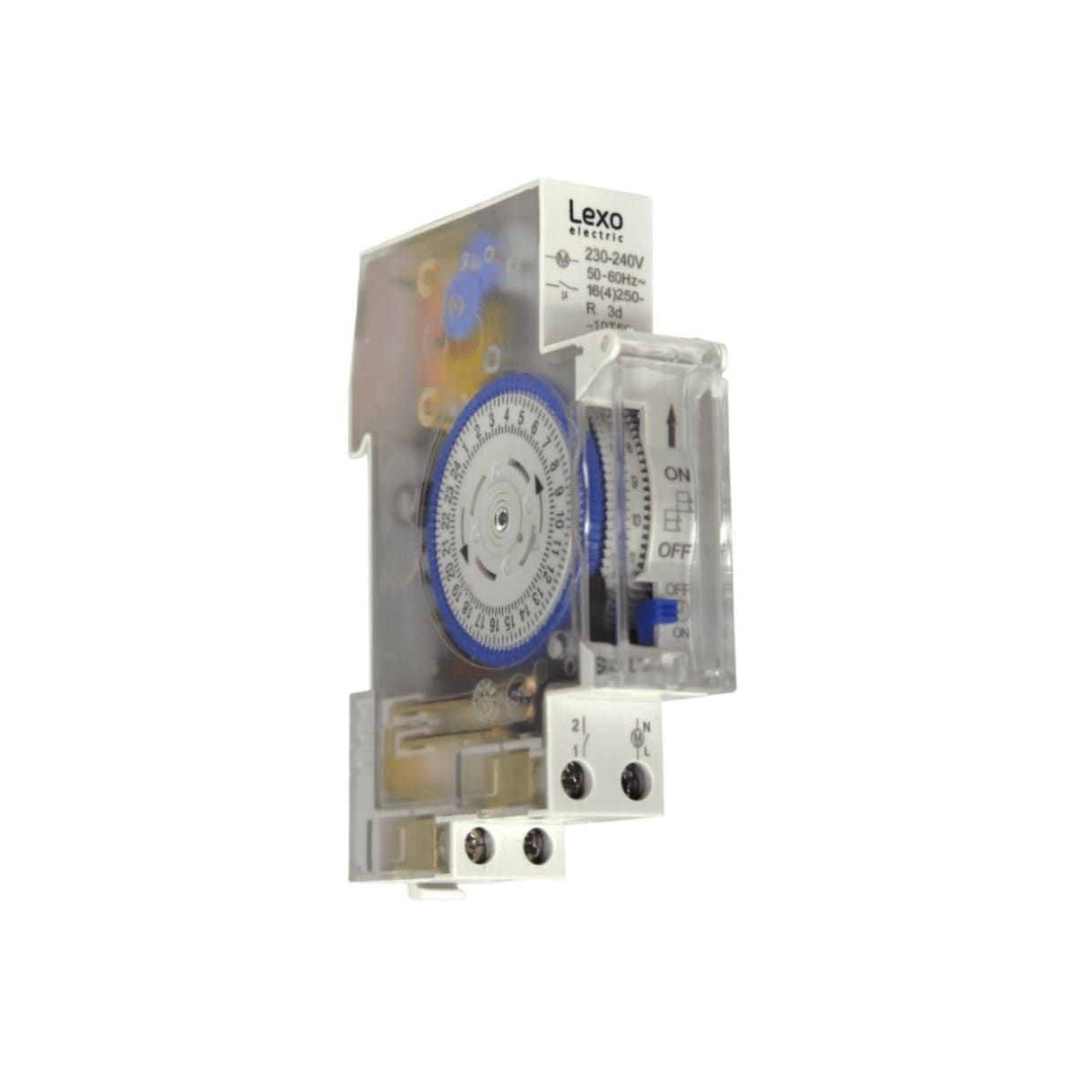 LEXO - Timer Interruptor Analogico 16A 220V (1 modulo) Reserva de 72 Hrs Lexo