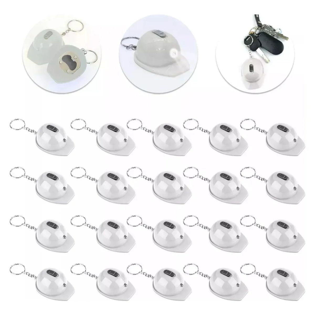 10pcs Llavero Destapador De Botella + Linterna, Casco Blanco, marca GENERICO - Foto Principal