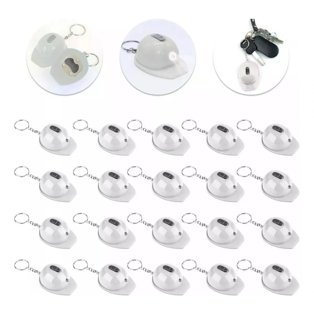 10pcs Llavero Destapador De Botella + Linterna, Casco Blanco, marca GENERICO - Foto Principal