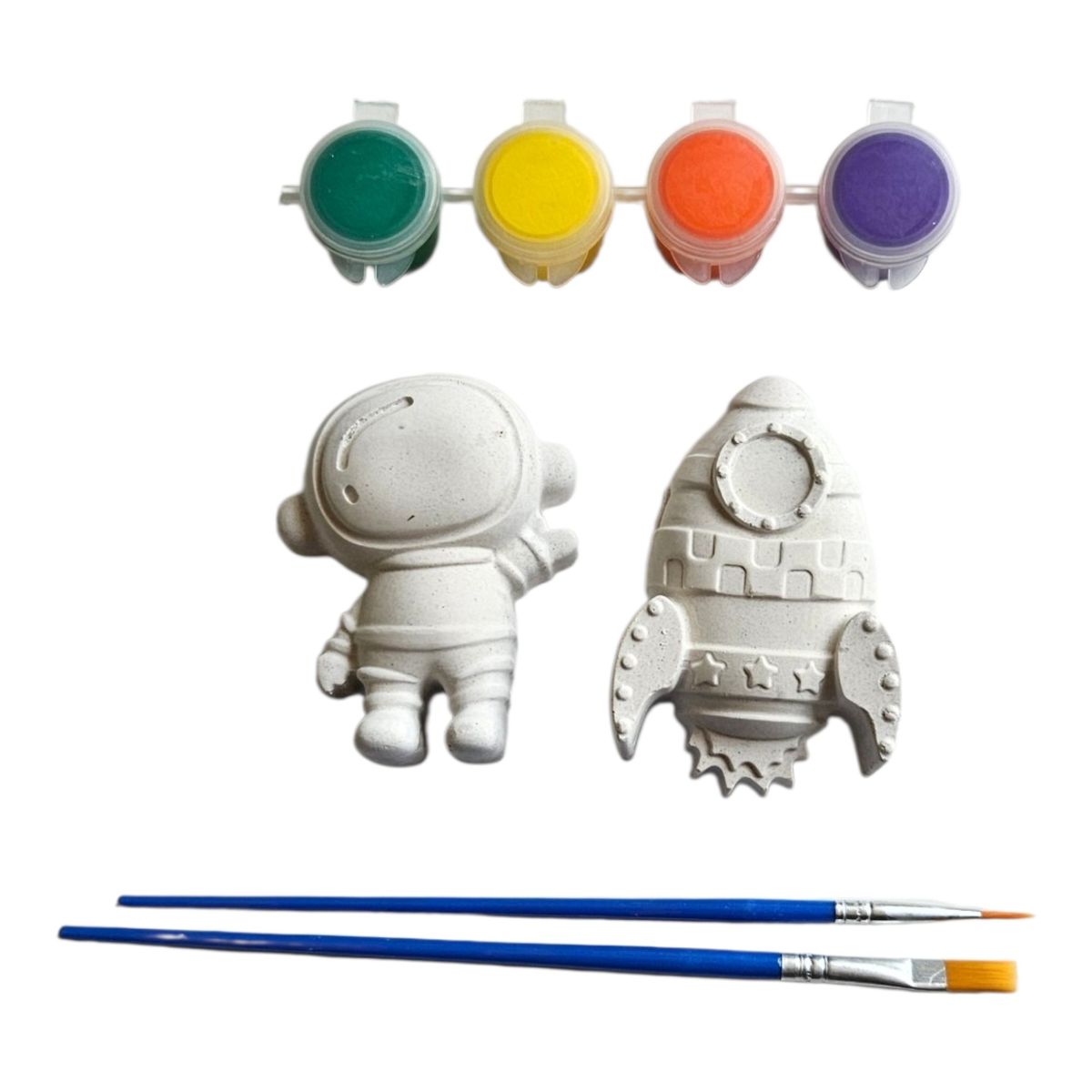 CREA TALLER - Pack de 5 kits creativo para pintar. ASTRONAUTA Y COHETE