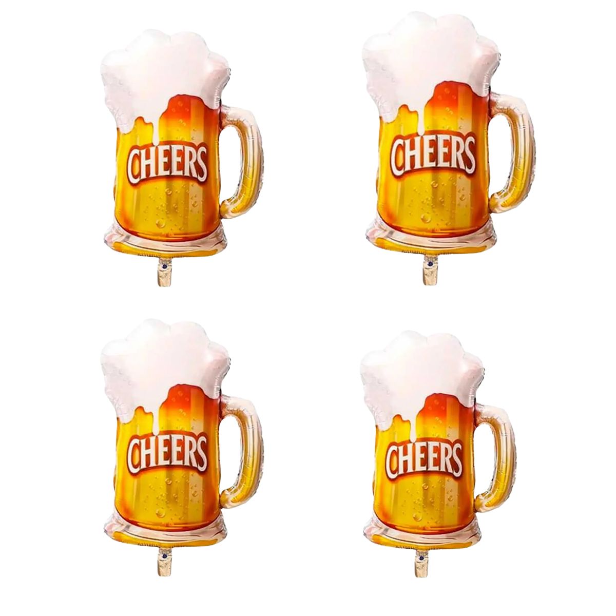 GENERICO - 4 Globo Metálico Schop Cerveza Cheers 58x73 Cm Dia Padre