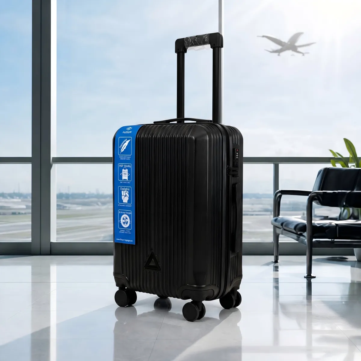 AMELIA - Maleta De Viaje Grande 23 Kilos Plastico Resistente Con Ruedas Giratorias 360