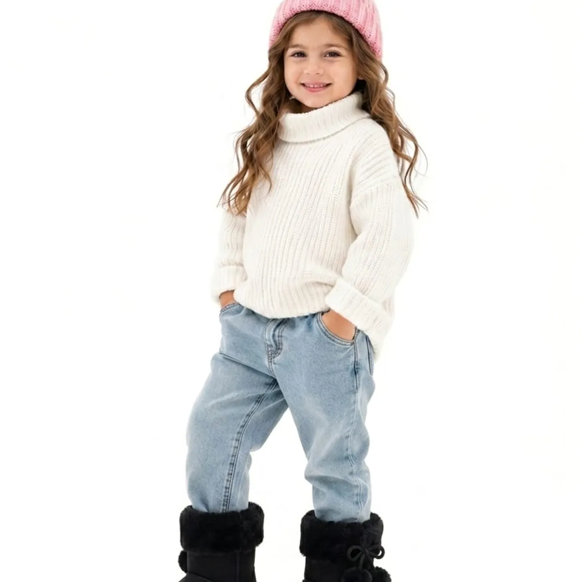OMAS - Botas Niñas Pantubotas Con Chiporro Pompones
