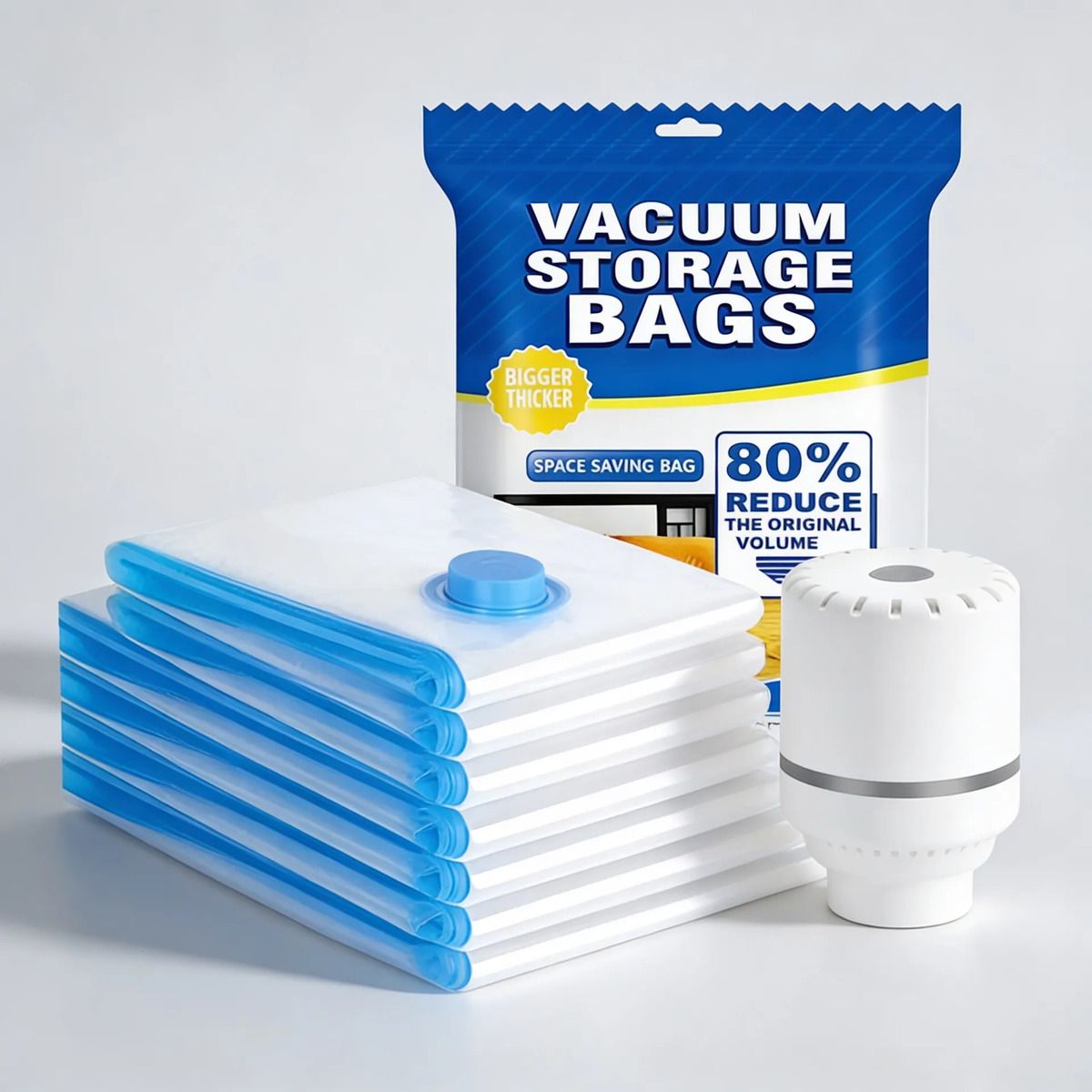 VIDA BUENAS - 8 Pcs Bolsas Almacenamiento Al Vacío Ropa Y Bomba Eléctrica