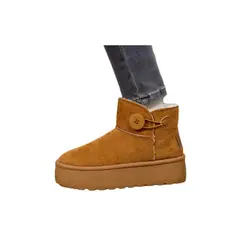 QIKUN - Bota Mujer Pantubotas Forradas Con Chiporro Boton