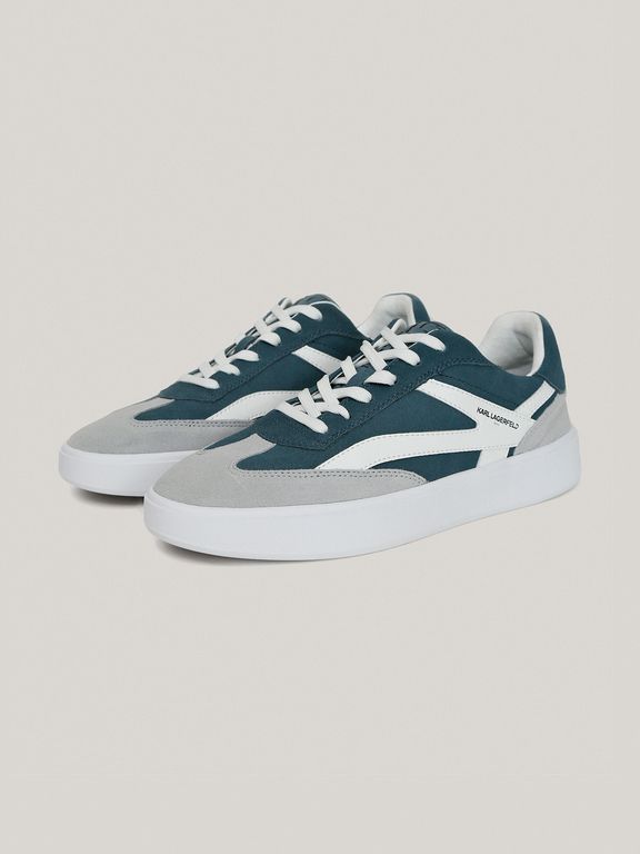 Zapatillas de cuero con detalle de gamuza Azul