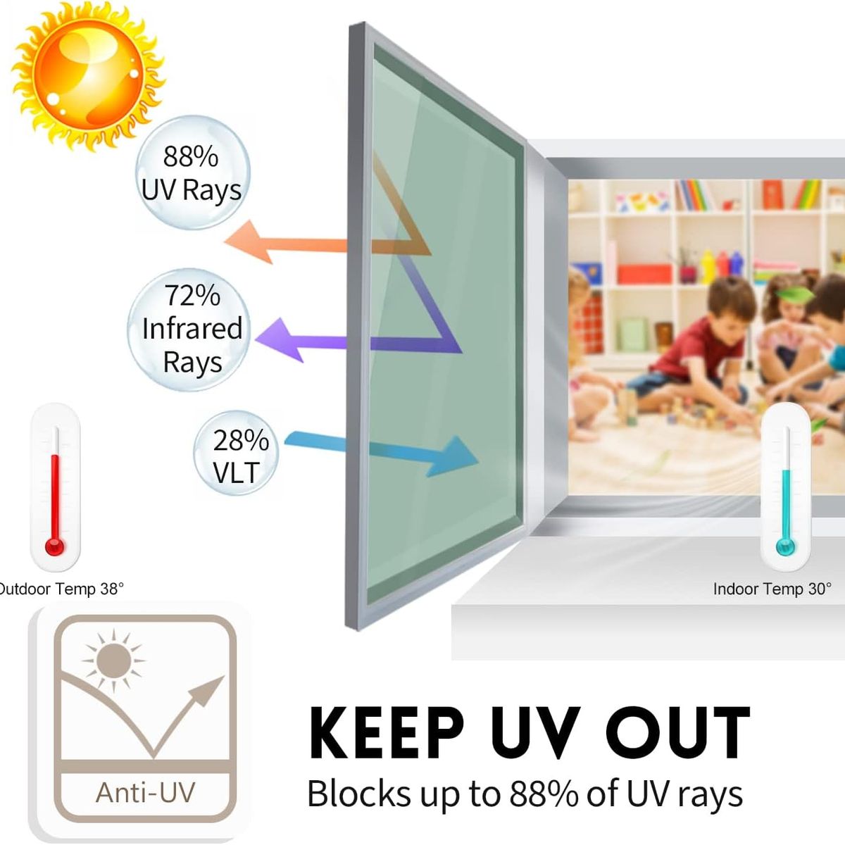KUANGYE - Vinil Espejo Privacidad Papel Ventanas Pelicula Decorativo 50×500cm