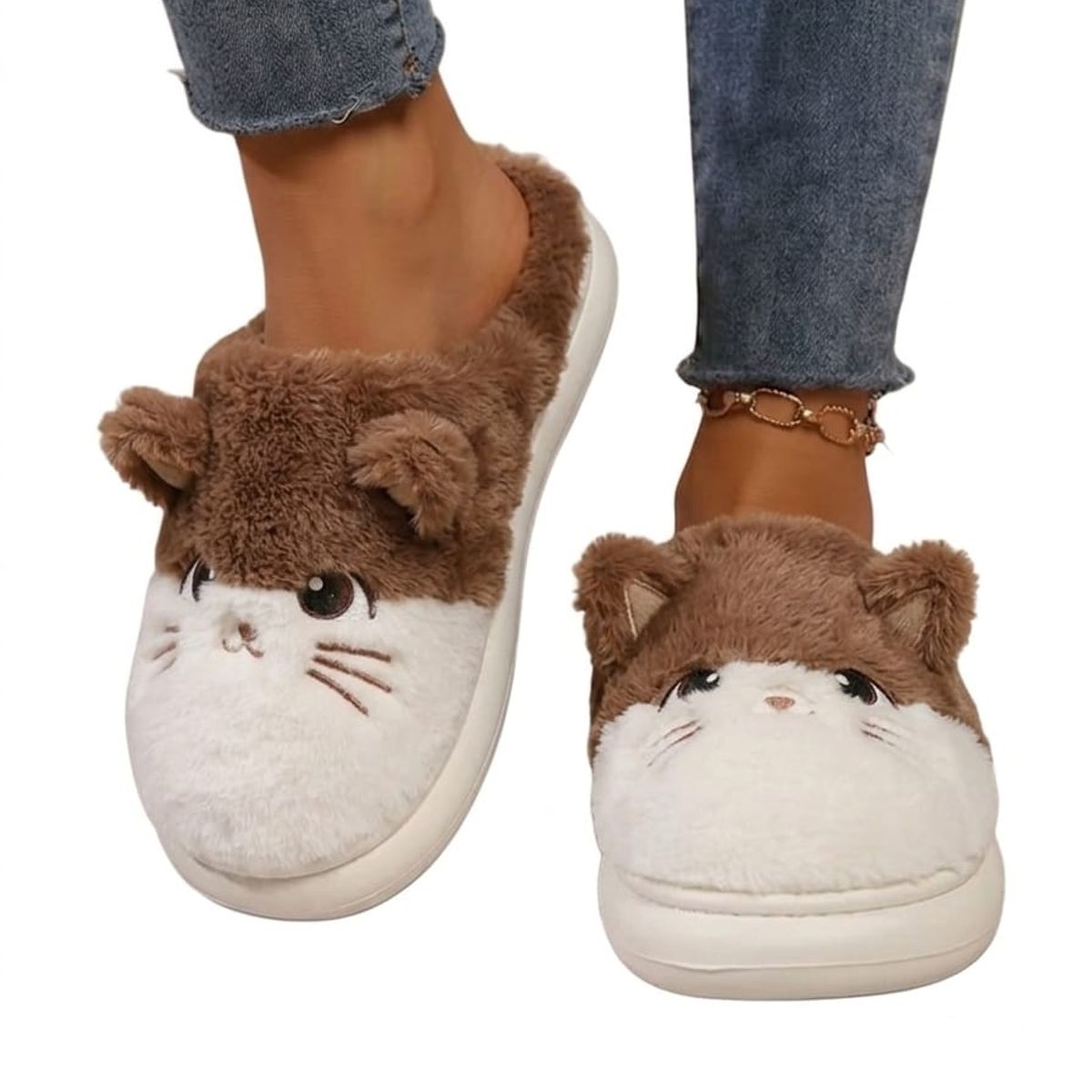 OMAS - Pantuflas Mujer Gato Gatito de Peluche Suavidad y Estilo Kawaii para tus pies