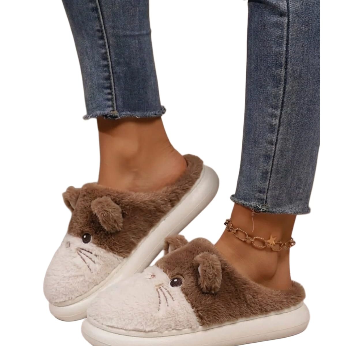 OMAS - Pantuflas Mujer Gato Gatito de Peluche Suavidad y Estilo Kawaii para tus pies