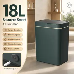 UMEXUS - Papelero Basurero Baño Automático Sensor Inteligente 18L