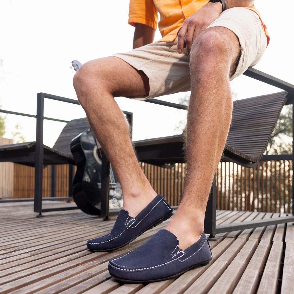 GUANTE - Guante Mocasin hombre cuero azul