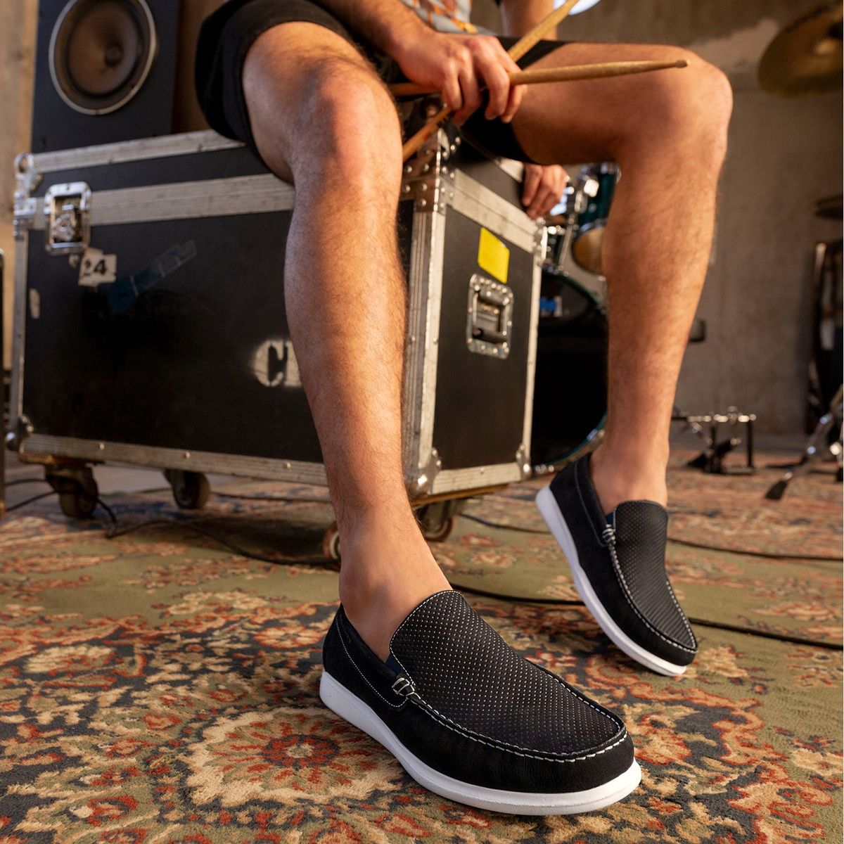 GUANTE - Guante Mocasin hombre cuero azul