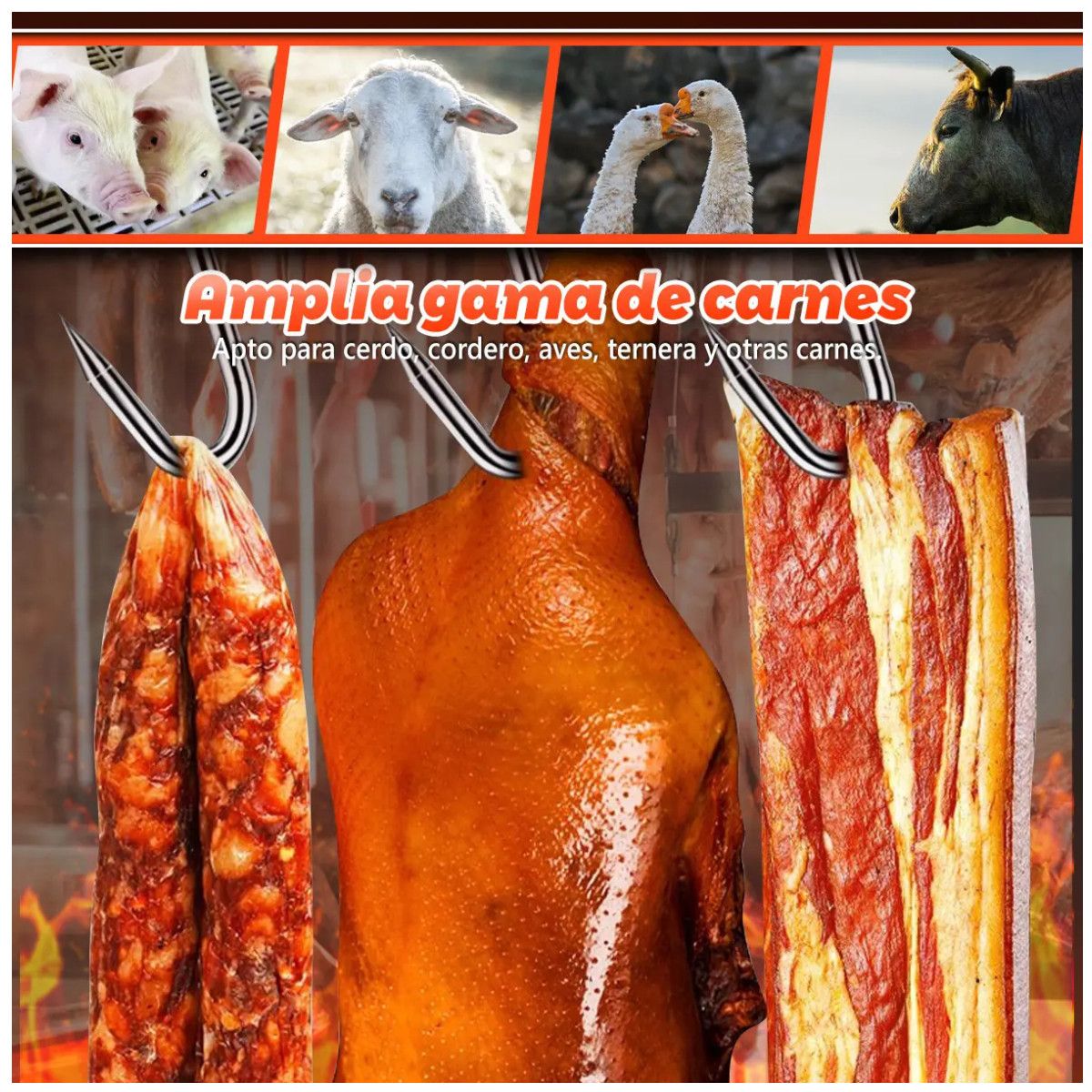KUANGYE - Pack 10 Ganchos De Carne En Forma De S, Acero Inoxidable
