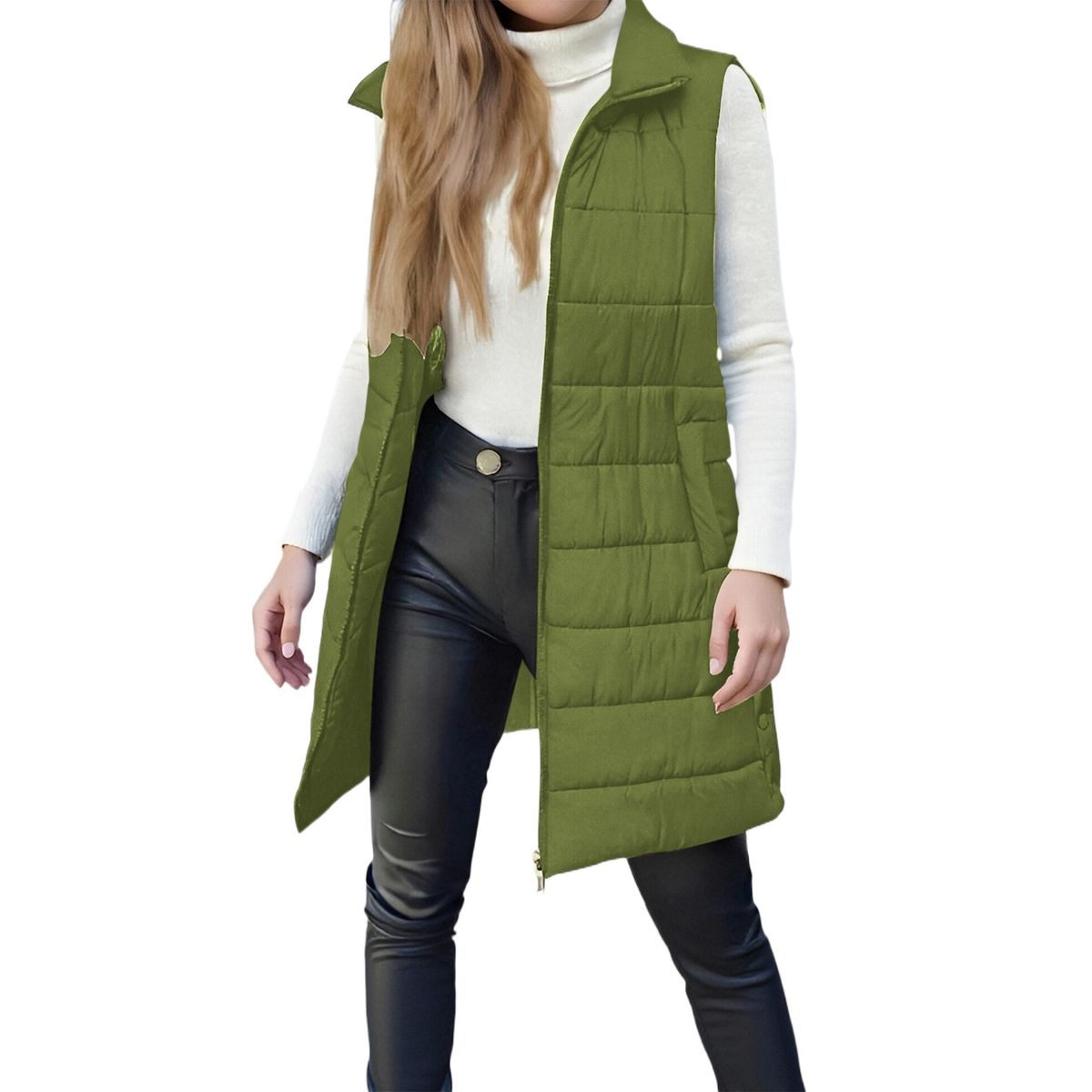 TIOZONEY - Parka Manga Larga Mujer - Verde