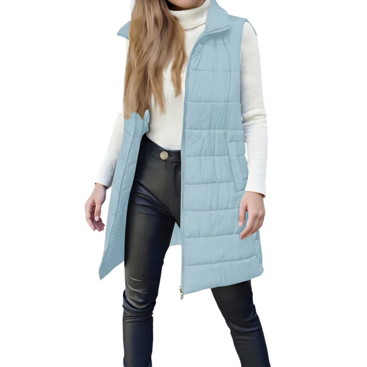 TIOZONEY - Parka Manga Larga Mujer - Azul