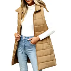 TIOZONEY - Parka Manga Larga Mujer - Marrón