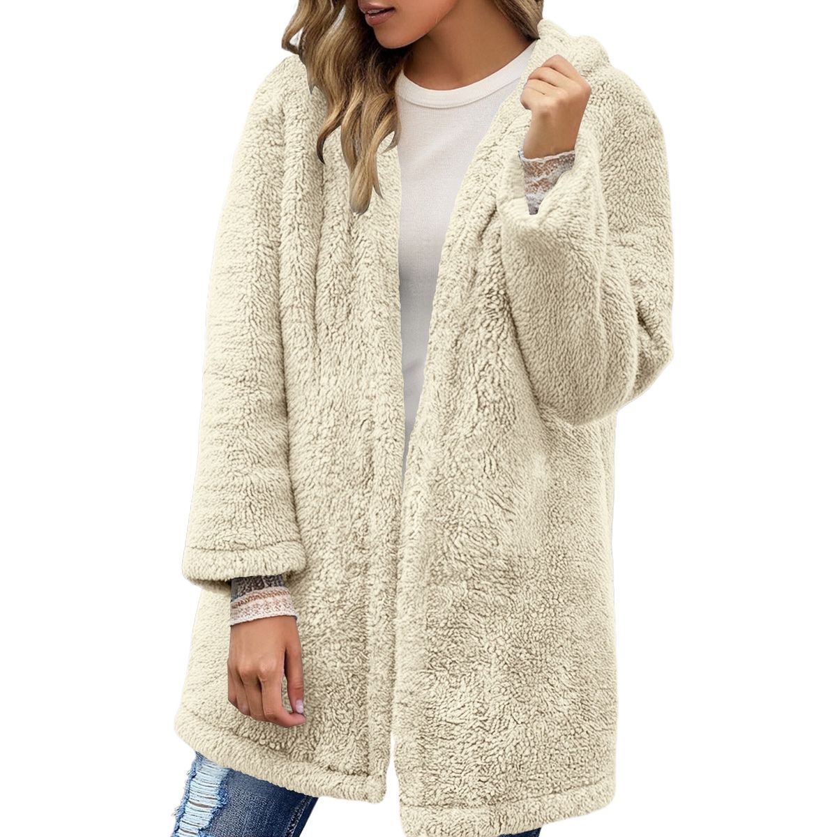 TIOZONEY - Parka Manga Larga Mujer - Blanco