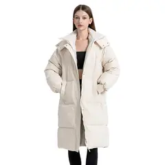 TIOZONEY - Parka Manga Larga Mujer - Blanco