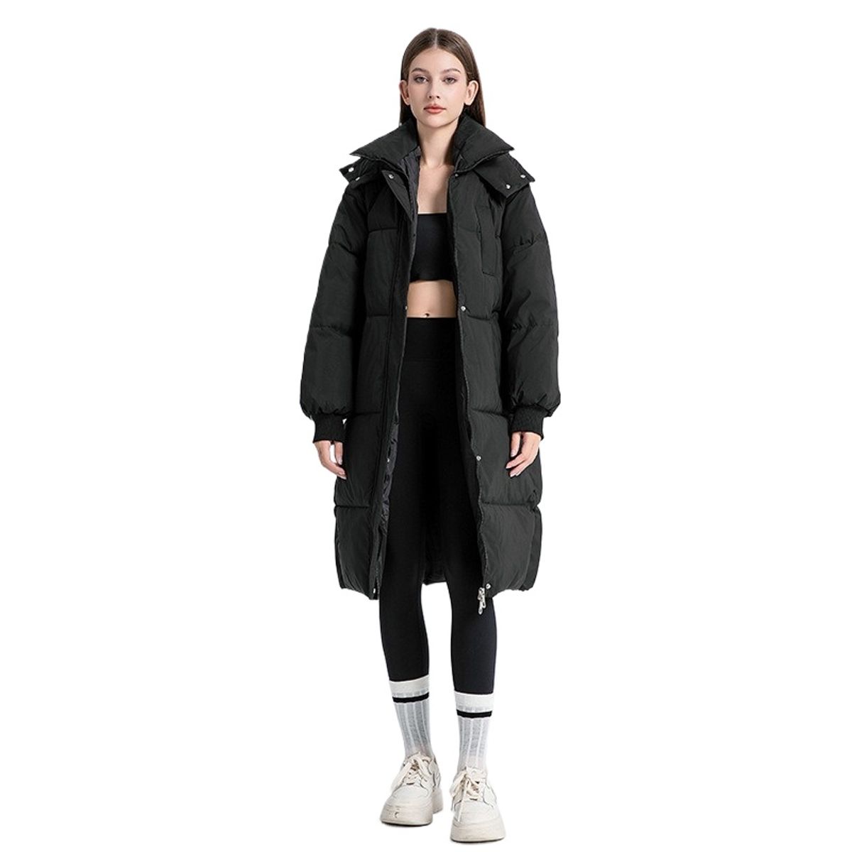 TIOZONEY - Parka Manga Larga Mujer - Negro