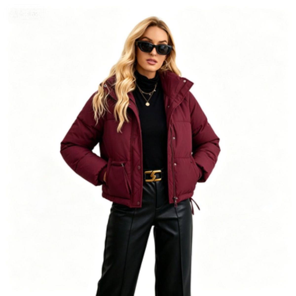 TIOZONEY - Parka Manga Larga Mujer - Rojo