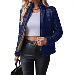 TIOZONEY - Parka Manga Larga Mujer - Azul